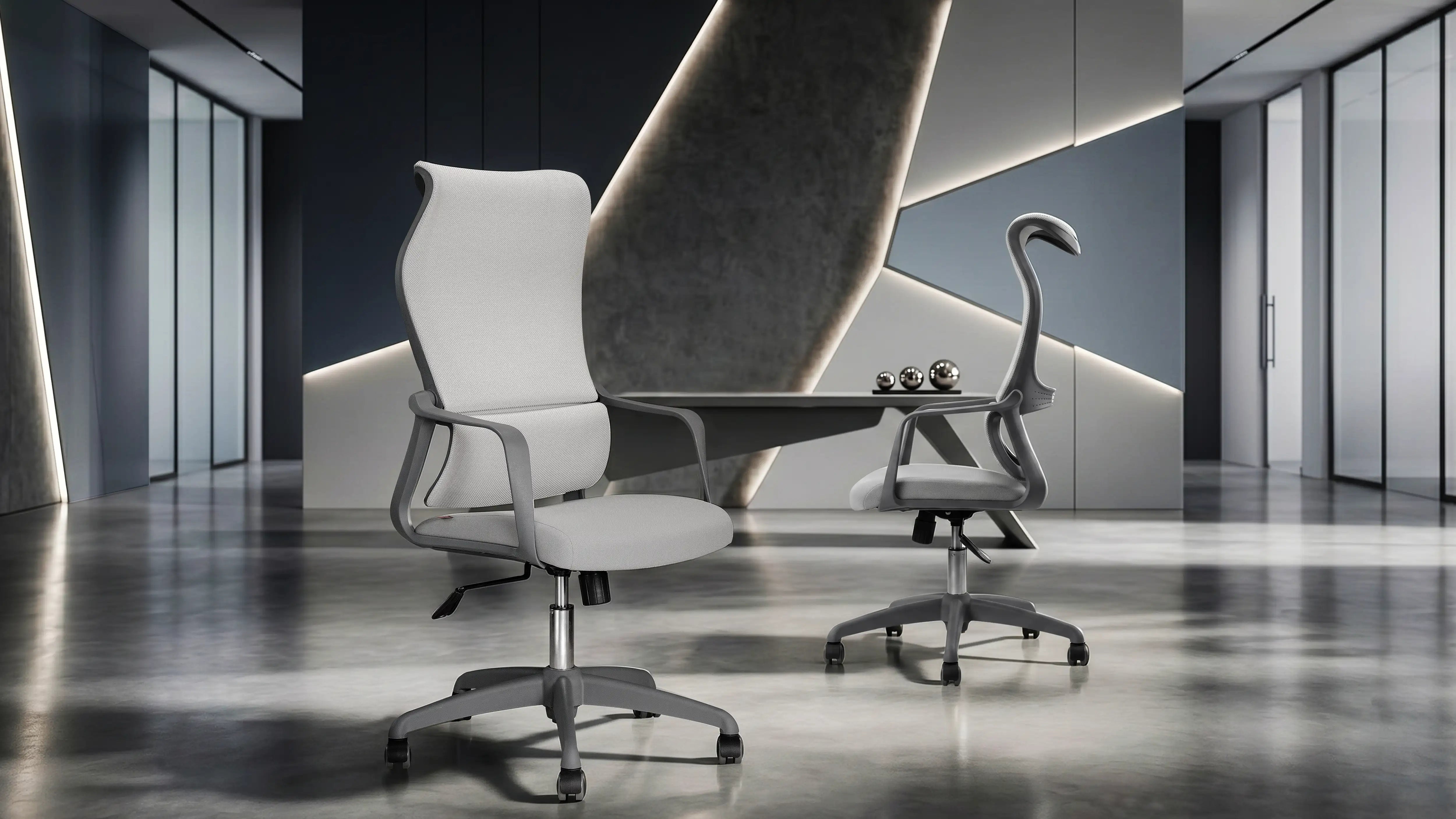 Two Majesto ergonomic office chairs in a contemporary workspace